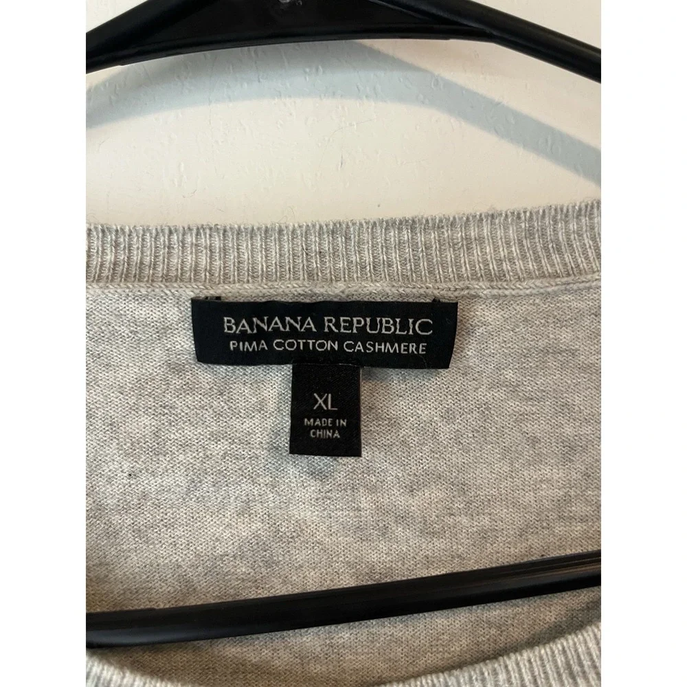 Banana Republic Pima Cotton Cashmere Sweater Gray Round neck Mens XL Lightweight